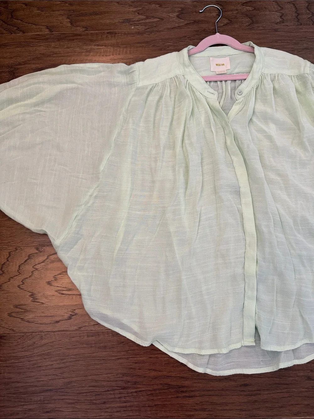 Maeve by Anthropologie Bryanna Dolman Oversized Gauze Blouse Light Lime Green L - Picture 5 of 9
